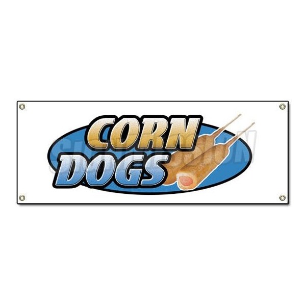 Corn Dogs Banner Heavy Duty 13 Oz Vinyl with Grommets Single Sided